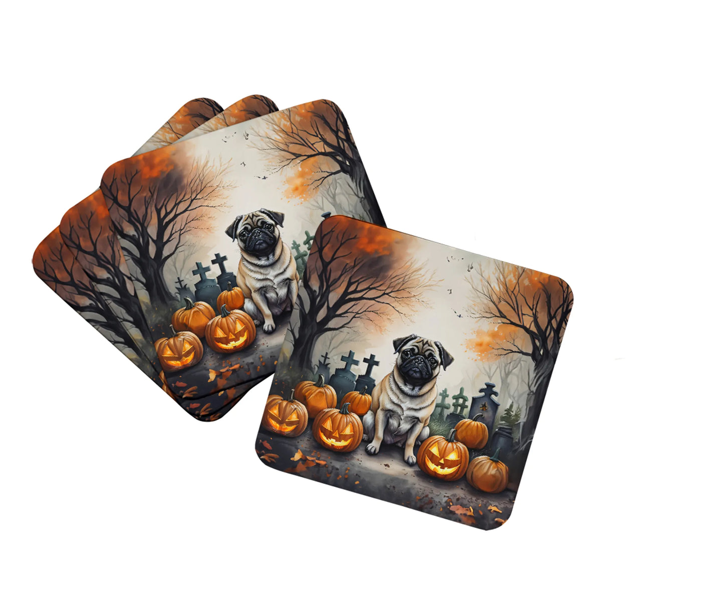 Spooky Halloween Foam Coasters - Size: 3.5 | Pack Of: 1 | Collection name: Spooky halloween
