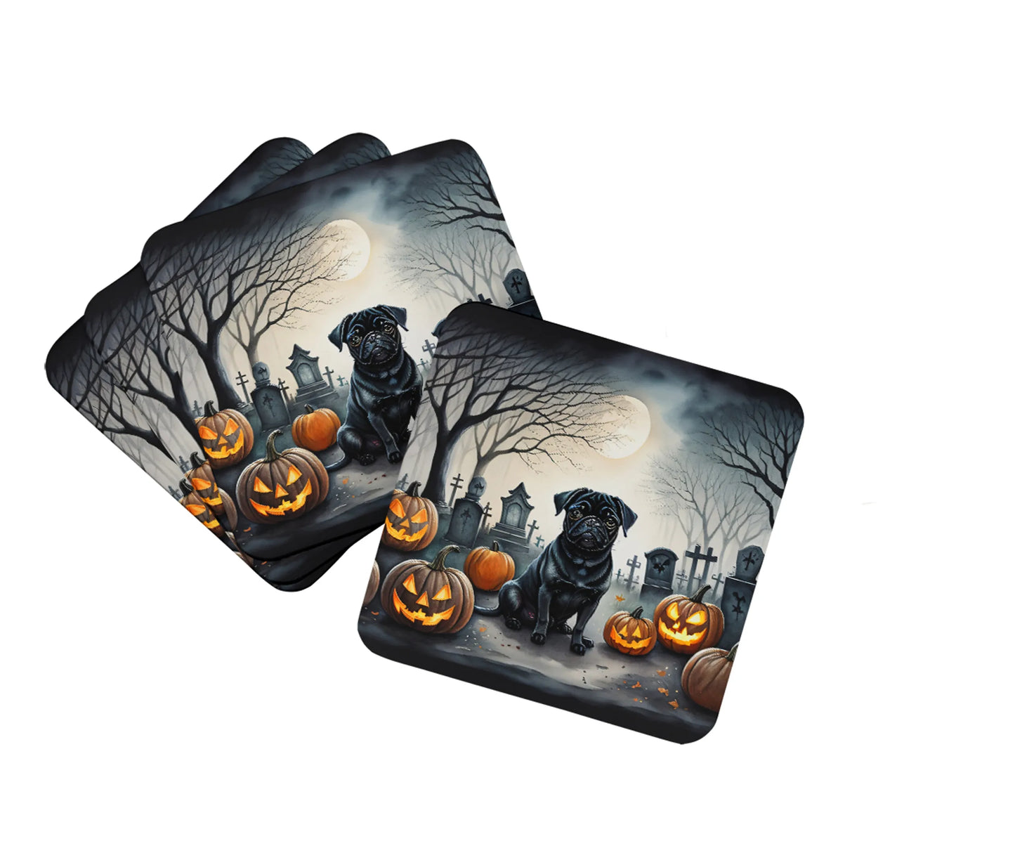 Spooky Halloween Foam Coasters - Size: 3.5 | Pack Of: 1 | Collection name: Spooky halloween