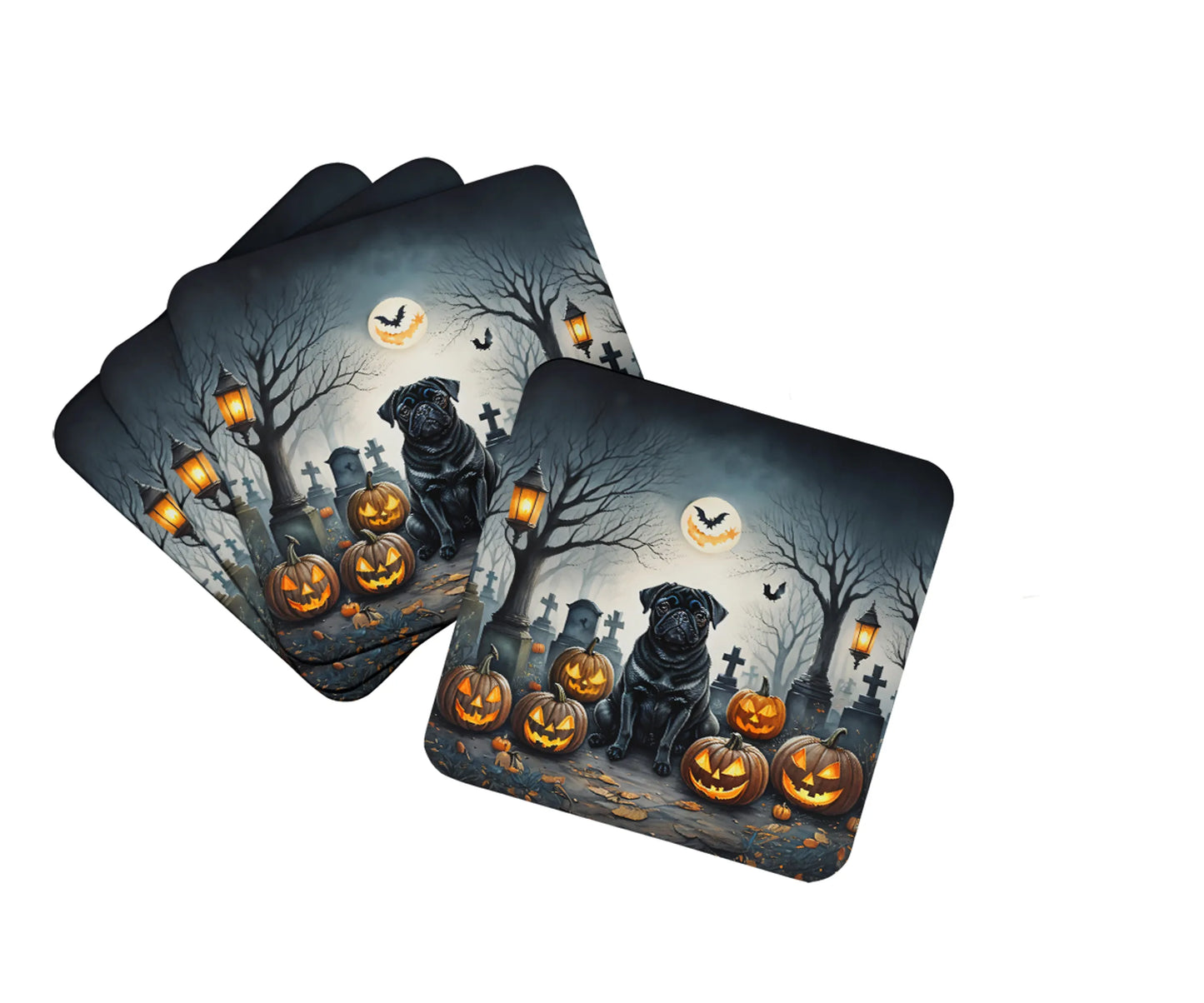 Spooky Halloween Foam Coasters - Size: 3.5 | Pack Of: 1 | Collection name: Spooky halloween