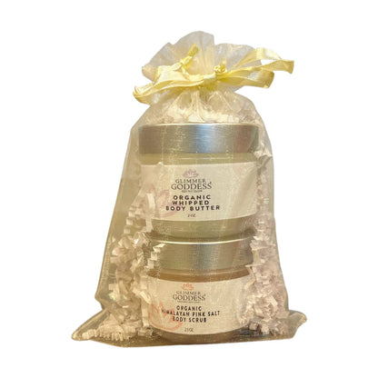 Organic Whipped Body Butter + Pink Salt Body Scrub Gift Set