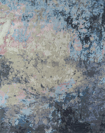 8' X 10' Blue Abstract Hand Knotted Area Rug