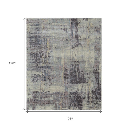 8' X 10' Purple Abstract Hand Knotted Area Rug