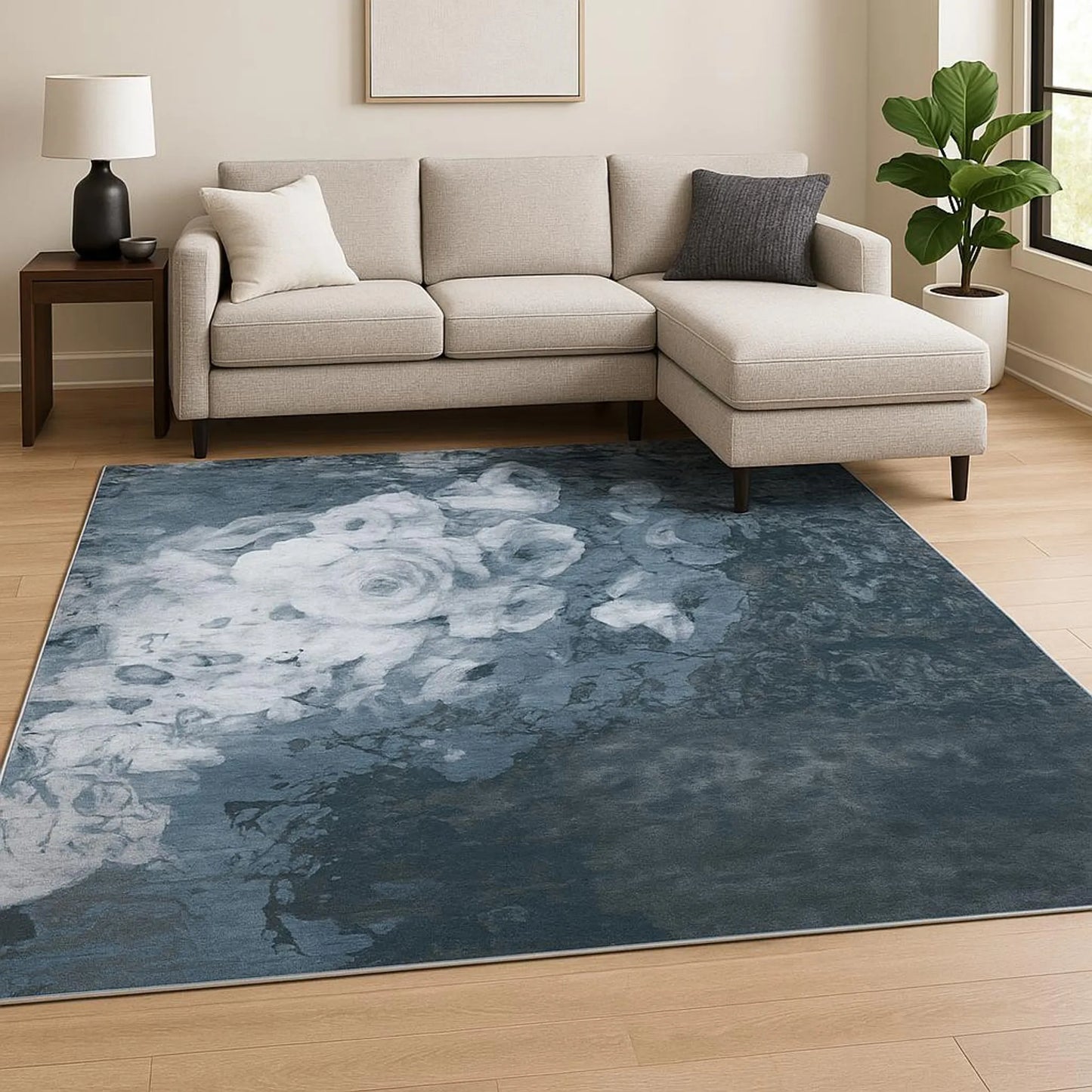 8' X 10' Blue Abstract Hand Knotted Area Rug