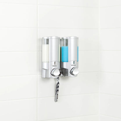 Gray Heavy Duty Plastic Two Chamber Wall Mount Soap Dispenser