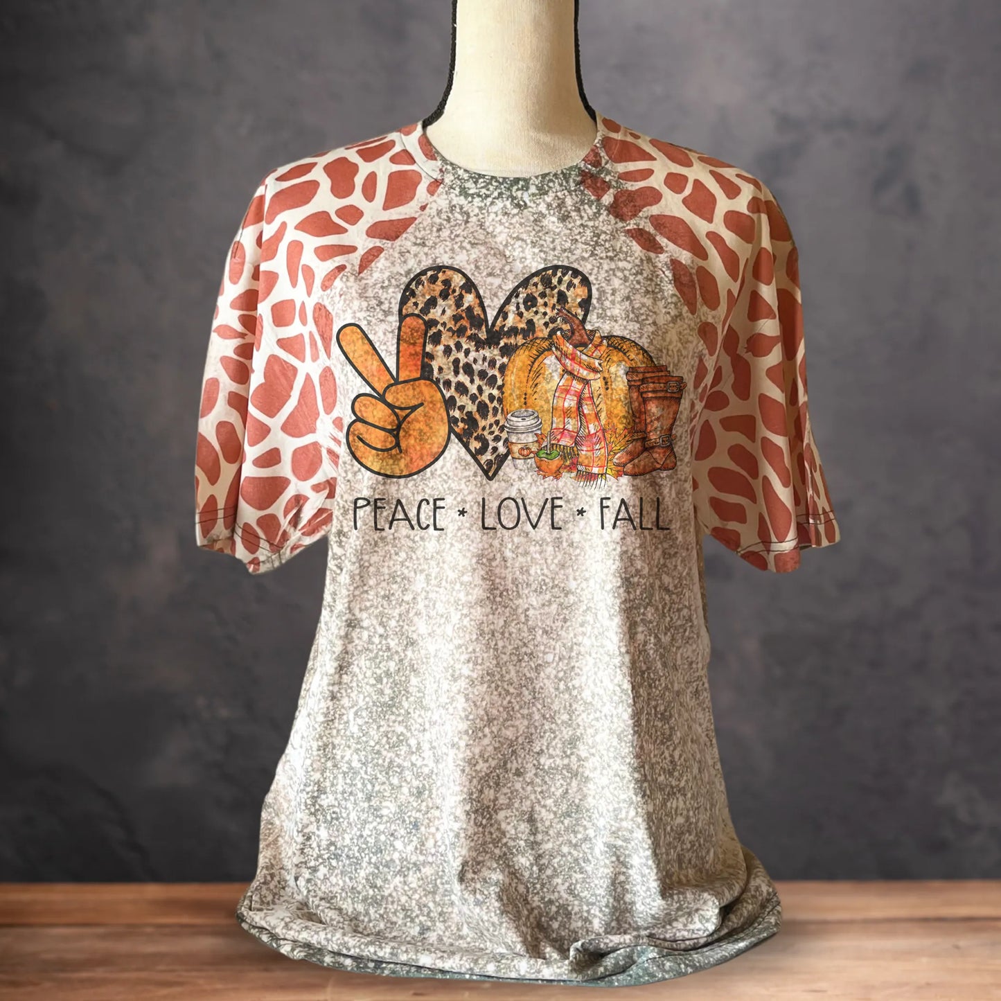 PEACE LOVE FALL | Animal Print Sleeves T-Shirt