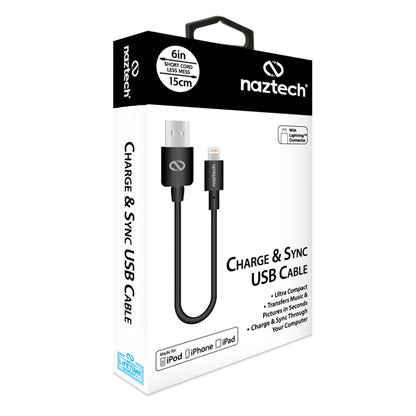 Naztech MFi Lightning Charge/Sync USB Cable 6in Black