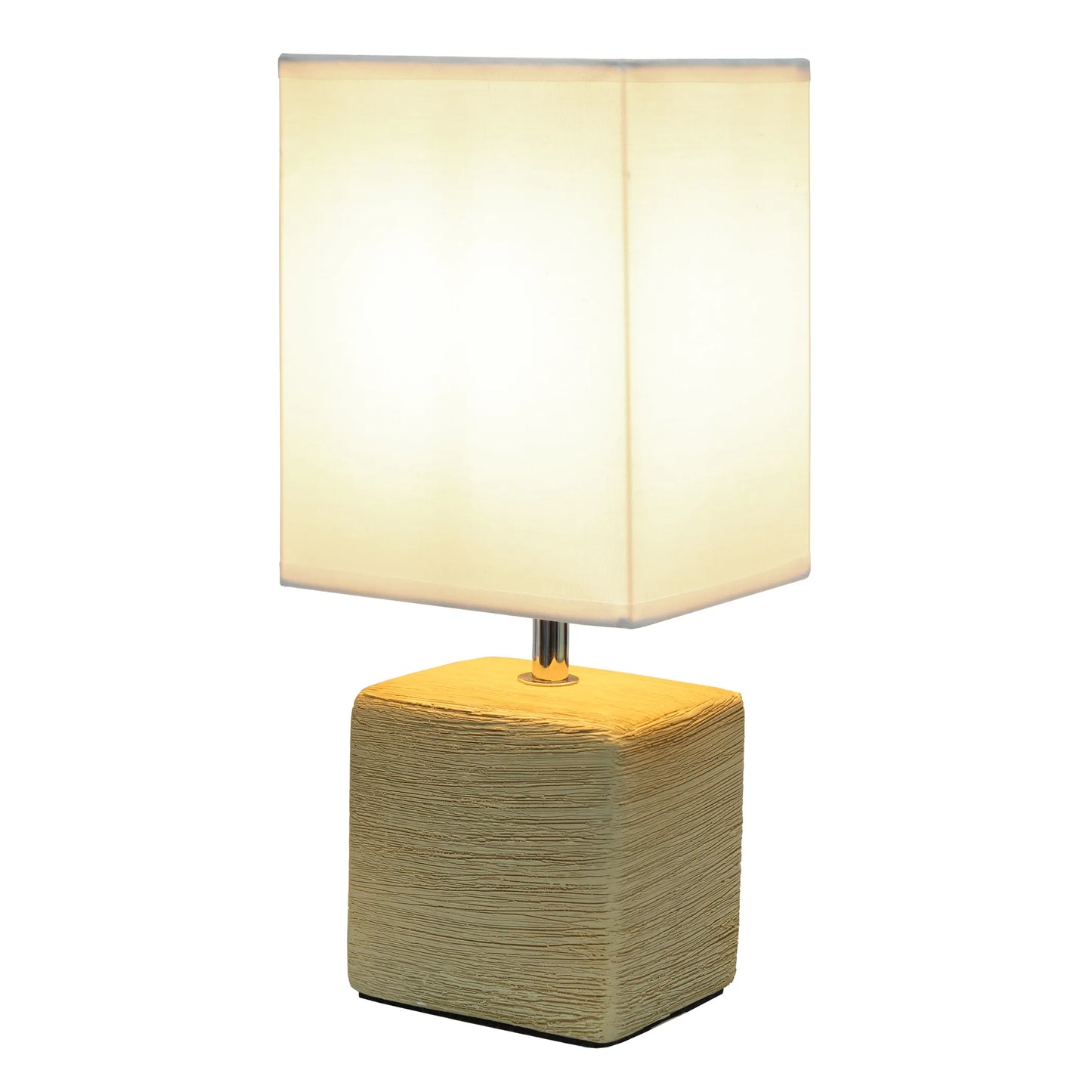 Simple Designs Petite Faux Stone Table Lamp with Fabric Shade