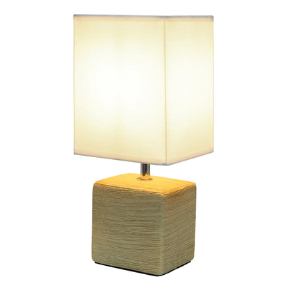 Simple Designs Petite Faux Stone Table Lamp with Fabric Shade
