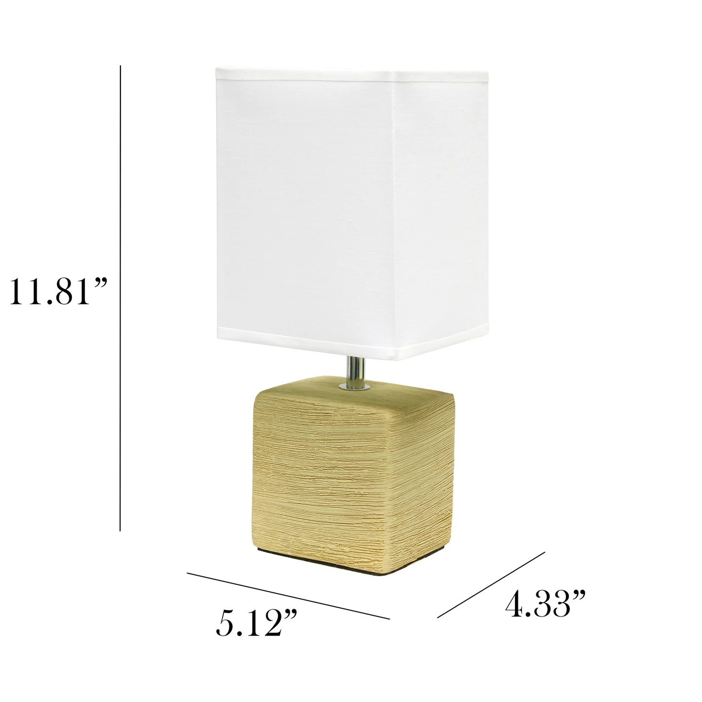 Simple Designs Petite Faux Stone Table Lamp with Fabric Shade