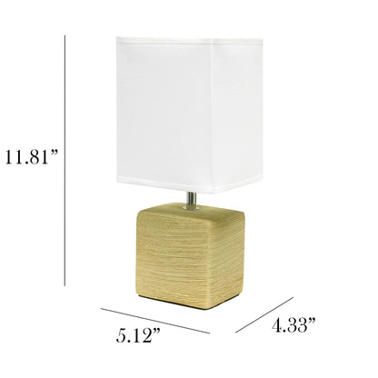 Simple Designs Petite Faux Stone Table Lamp with Fabric Shade