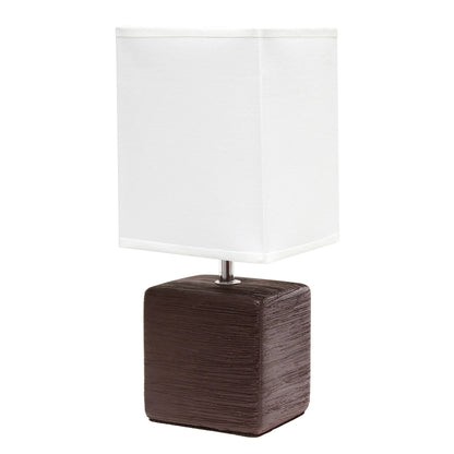 Simple Designs Petite Faux Stone Table Lamp with Fabric Shade