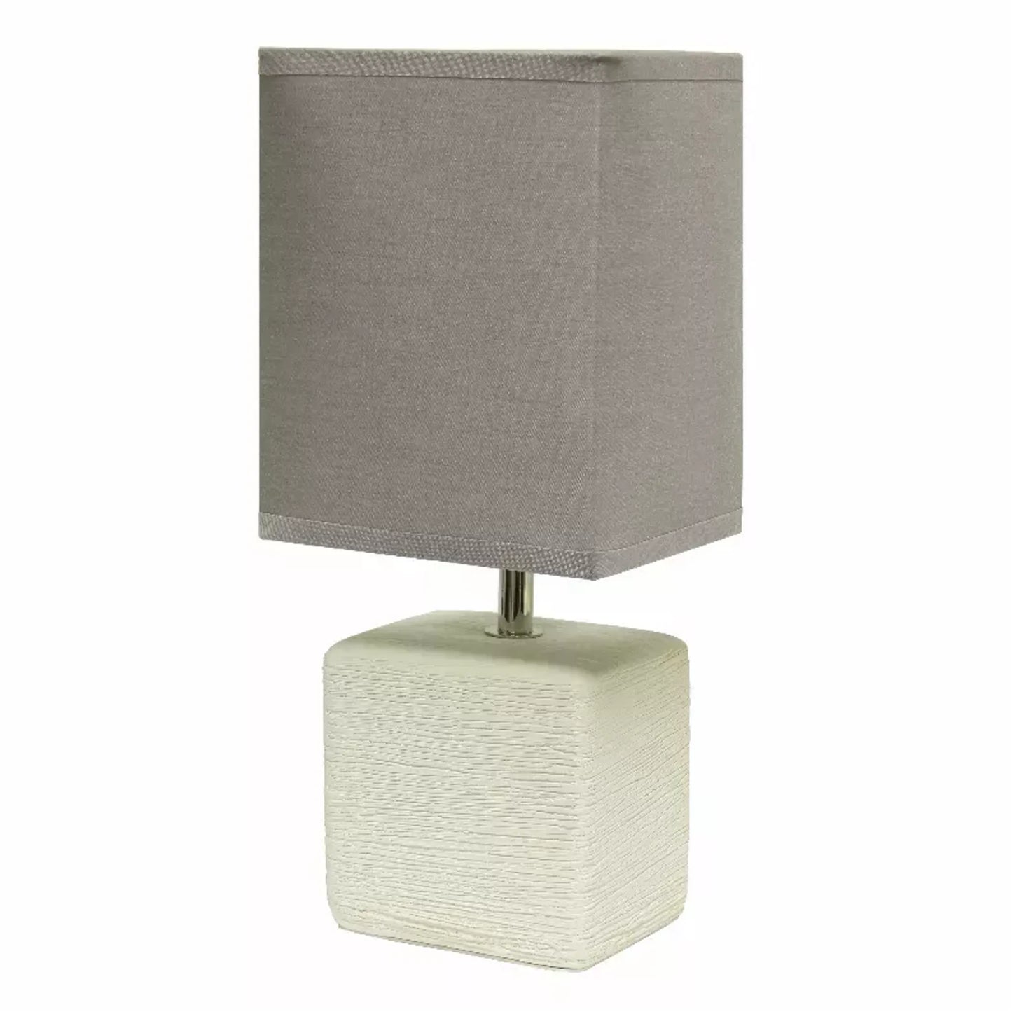 Simple Designs Petite Faux Stone Table Lamp with Fabric Shade