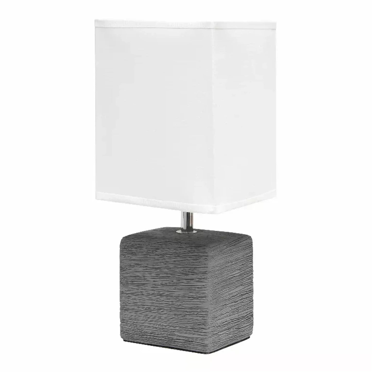 Simple Designs Petite Faux Stone Table Lamp with Fabric Shade