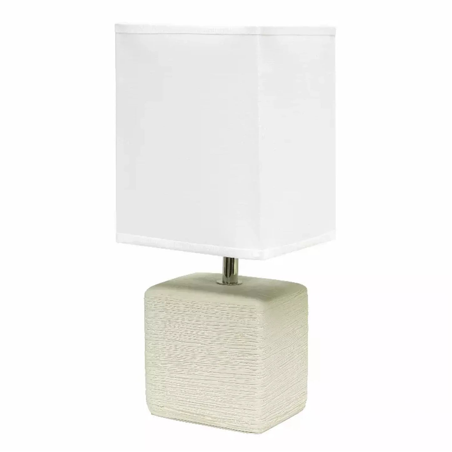 Simple Designs Petite Faux Stone Table Lamp with Fabric Shade