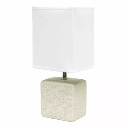 Simple Designs Petite Faux Stone Table Lamp with Fabric Shade