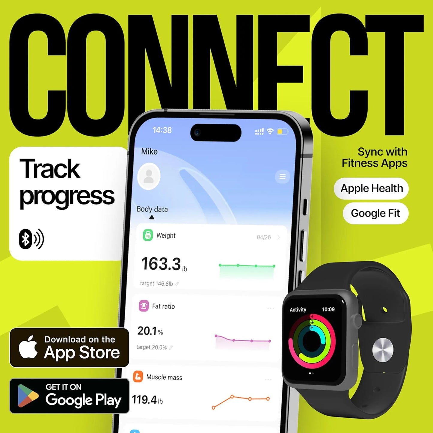 25 Metrics EziGo Black Digital Bathroom Smart Scale with BMI