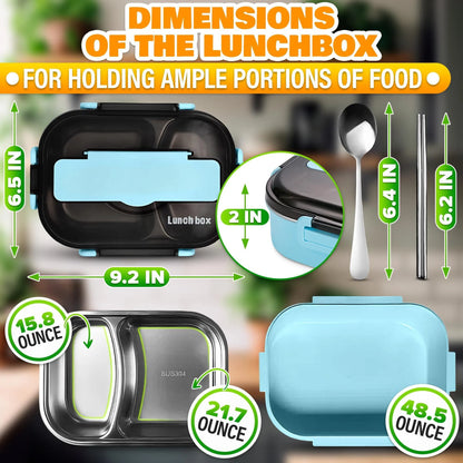 48.5 Oz Stainless Steel Bento Box Adult with Phone Stand Reusable Stainless Steel Lunch Box for Hot Food with Durable Plastic & Soft Rubber Cover Insu