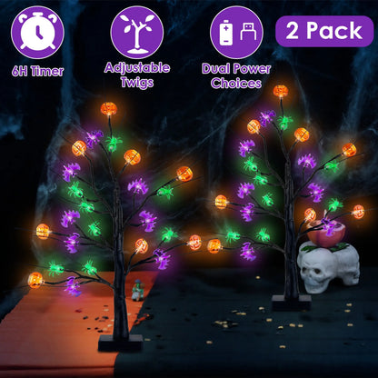 2Pack 1.97FT Lighted Halloween Trees