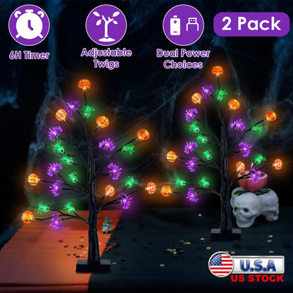 2Pack 1.97FT Lighted Halloween Trees