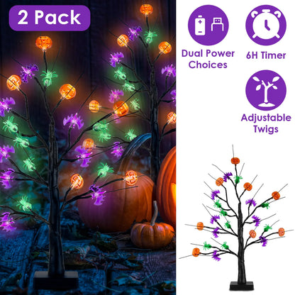 2Pack 1.97FT Lighted Halloween Trees