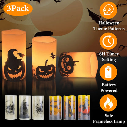3 Pack Halloween Flameless Candle Lamp