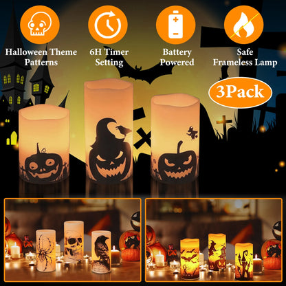 3 Pack Halloween Flameless Candle Lamp
