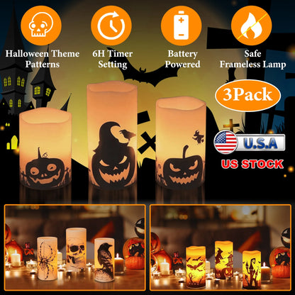3 Pack Halloween Flameless Candle Lamp