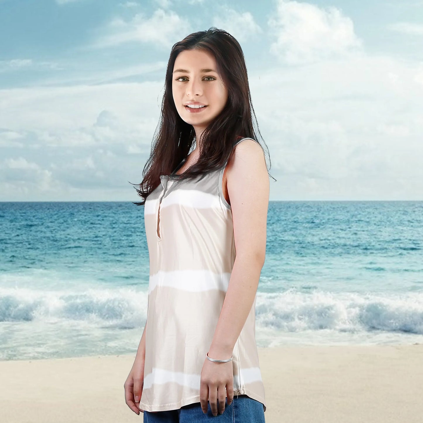 Women Tie-dye Sleeveless Tank Tops Summer Loose T Shirts