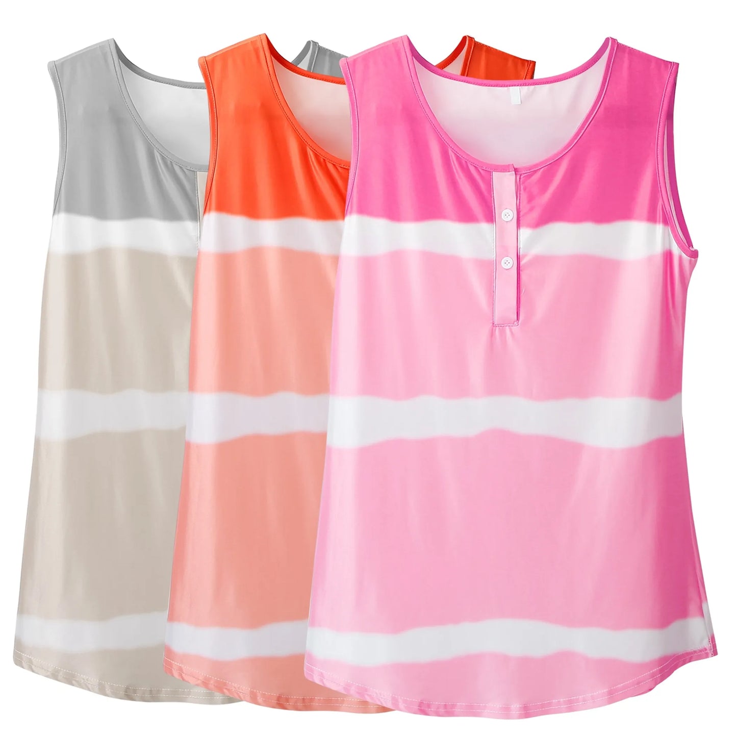 Women Tie-dye Sleeveless Tank Tops Summer Loose T Shirts