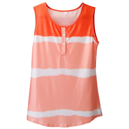 Women Tie-dye Sleeveless Tank Tops Summer Loose T Shirts