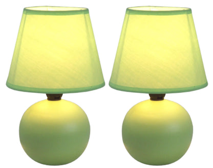 Simple Designs  Mini Ceramic Globe Table Lamp 2 Pack Set