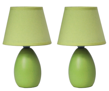 Simple Designs Mini Egg Oval Ceramic Table Lamp 2 Pack Set