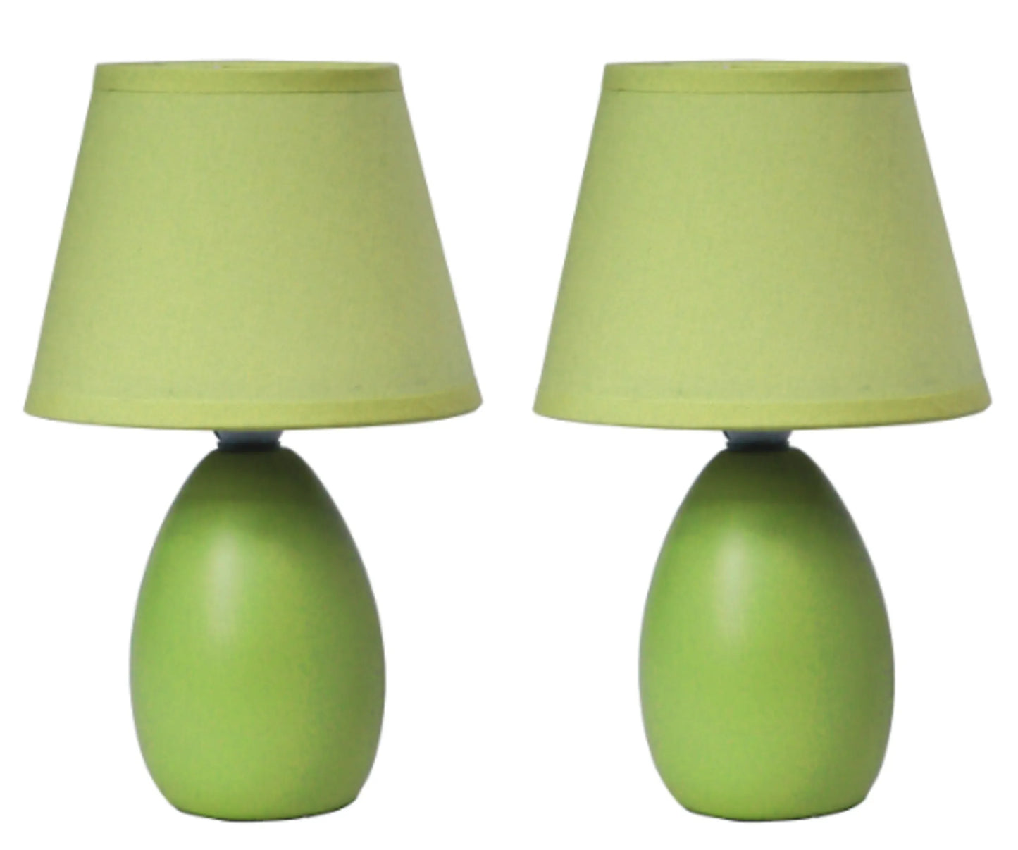 Simple Designs Mini Egg Oval Ceramic Table Lamp 2 Pack Set