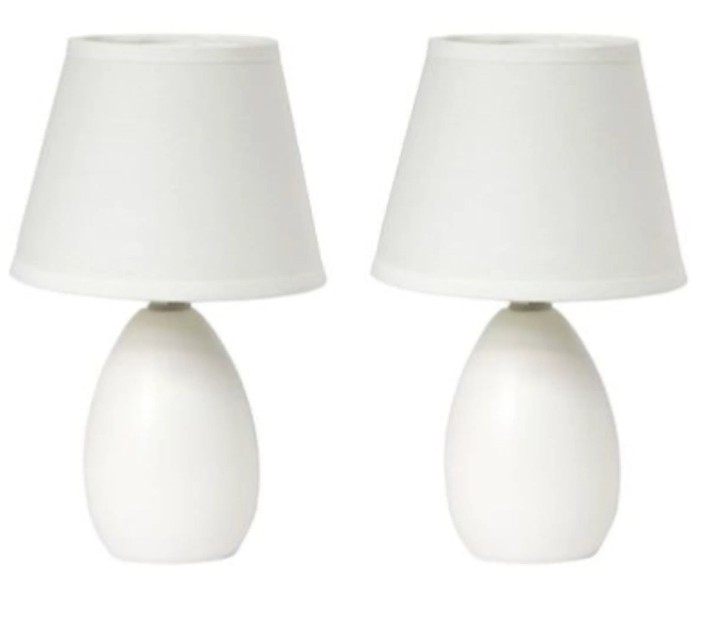 Simple Designs Mini Egg Oval Ceramic Table Lamp 2 Pack Set