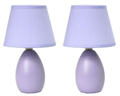 Simple Designs Mini Egg Oval Ceramic Table Lamp 2 Pack Set