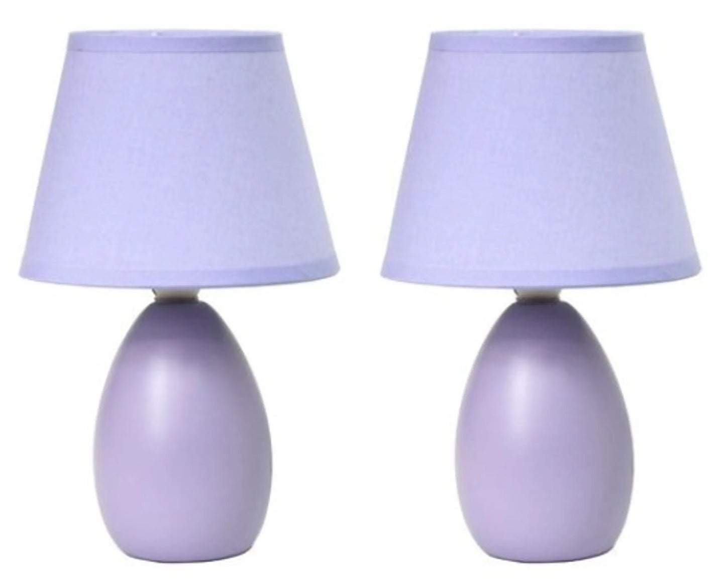 Simple Designs Mini Egg Oval Ceramic Table Lamp 2 Pack Set