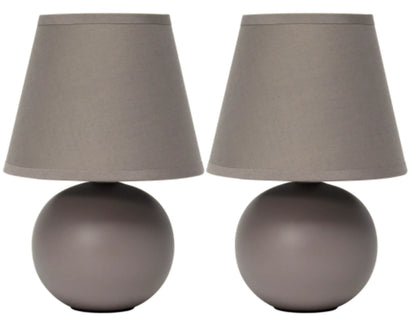 Simple Designs  Mini Ceramic Globe Table Lamp 2 Pack Set