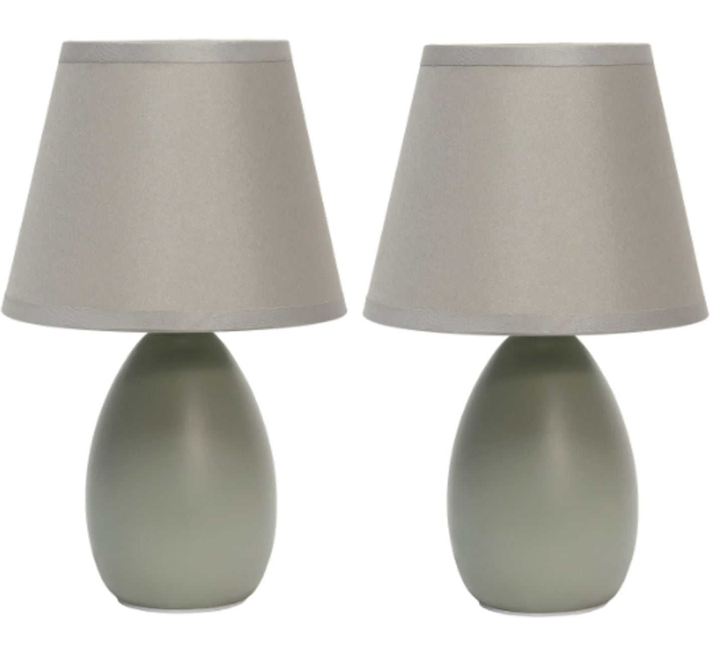 Simple Designs Mini Egg Oval Ceramic Table Lamp 2 Pack Set