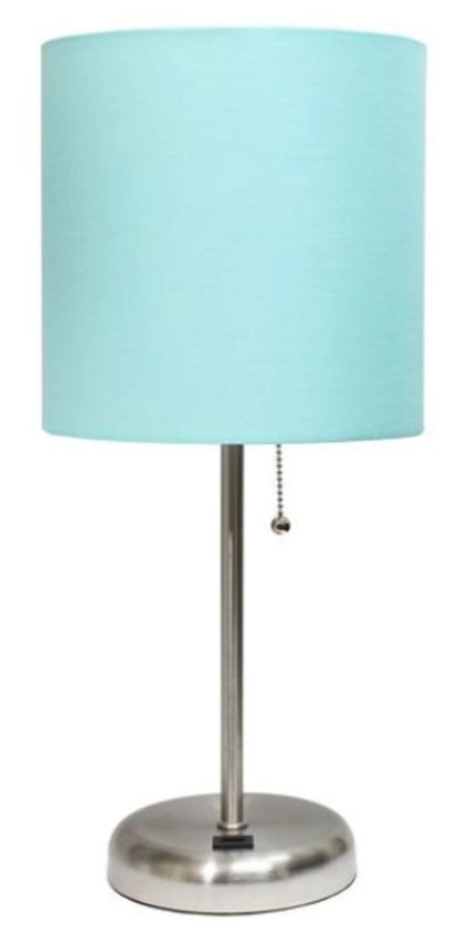 LimeLights Stick Lamp with USB charging port and Fabric Shade