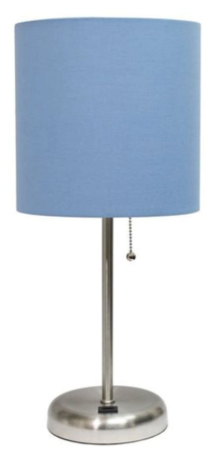 LimeLights Stick Lamp with USB charging port and Fabric Shade