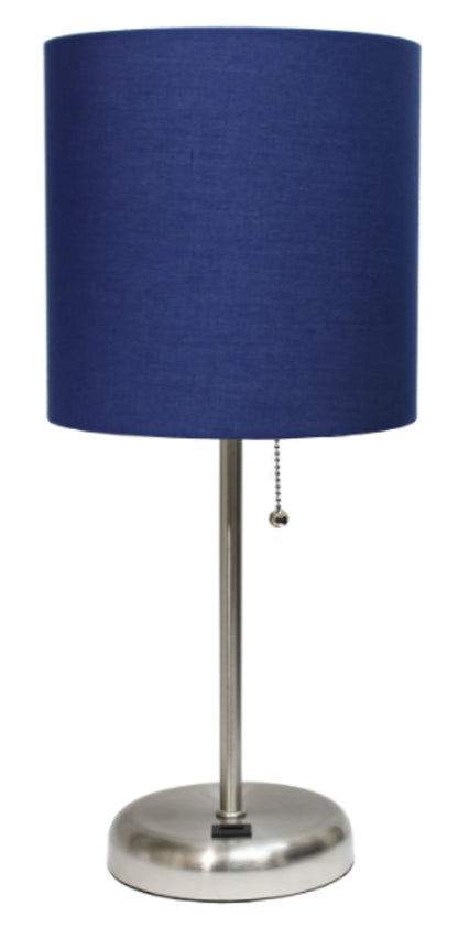 LimeLights Stick Lamp with USB charging port and Fabric Shade