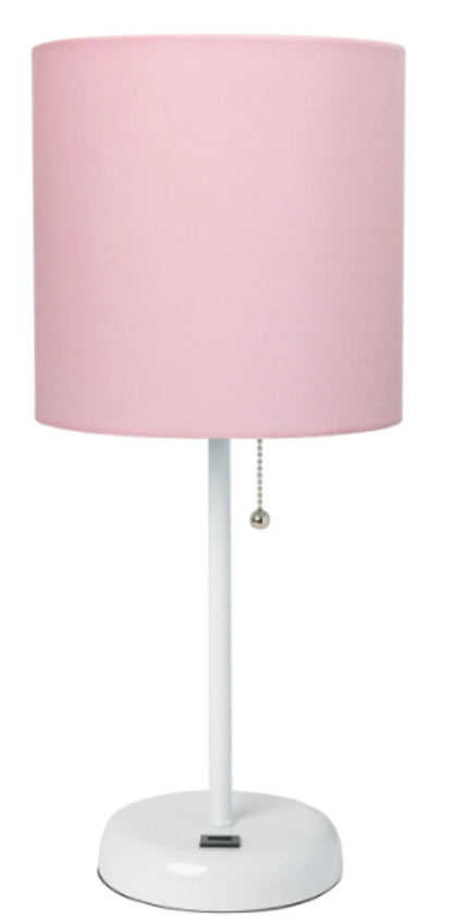 LimeLights Stick Lamp with USB charging port and Fabric Shade
