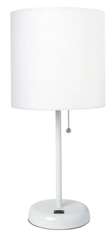 LimeLights Stick Lamp with USB charging port and Fabric Shade