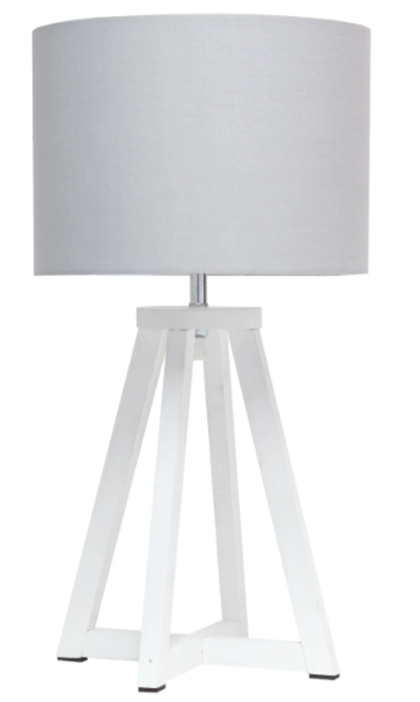 Simple Designs Interlocked Triangular Wood Table Lamp with Fabric Shade