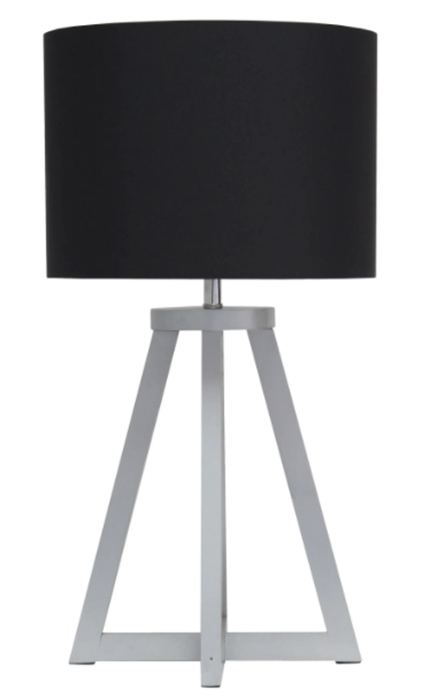 Simple Designs Interlocked Triangular Wood Table Lamp with Fabric Shade