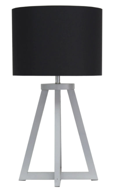 Simple Designs Interlocked Triangular Wood Table Lamp with Fabric Shade