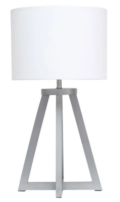 Simple Designs Interlocked Triangular Wood Table Lamp with Fabric Shade